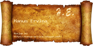Hanus Ervina névjegykártya